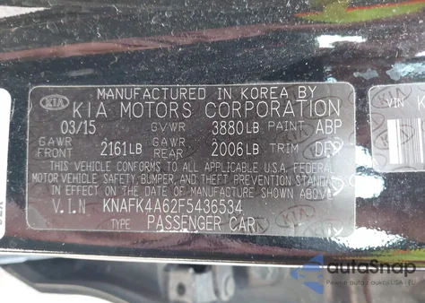 2015 Kia Forte Lx z USA, uszkodzony, nr VIN KNAFK4A62F5436534
